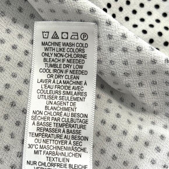 Adrianna Papell Wms XL White Black Dot Sleeveless Button Up Tie Front Blouse - Picture 9 of 10